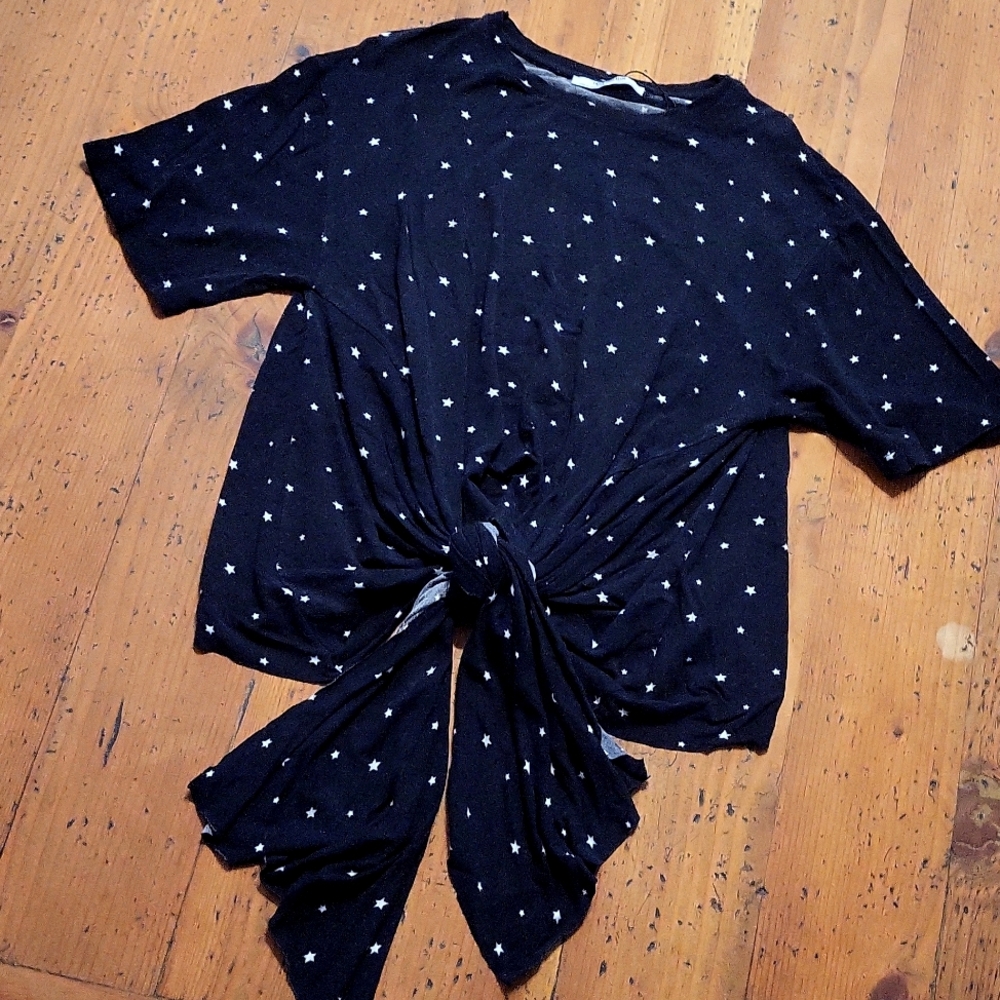 NWOT Zara Short Sleeve Tie Front Top